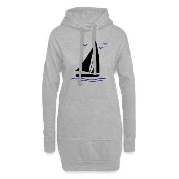 voilier 02 - Sweat-shirt à capuche long Femme - gris chiné - Devant