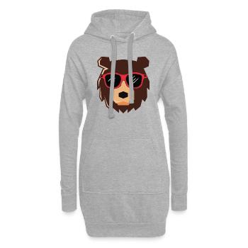 Cooler Bär - Hoodie-Kleid - Grau meliert - Vorne