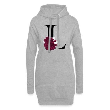 lettre L fleuris - Sweat-shirt à capuche long Femme - gris chiné - Devant