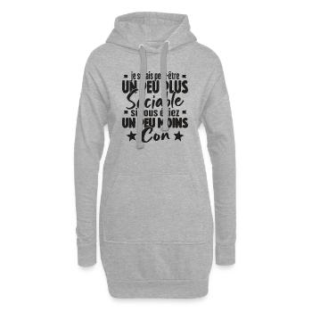 Je Serais Peut Être Un Peu Plus Sociable - Sweat-shirt à capuche long Femme - gris chiné - Devant