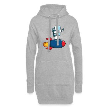 Astronaute à bord d’une fusée - Sweat-shirt à capuche long Femme - gris chiné - Devant