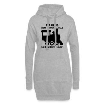 Warnung Ich kann spontan über Züge sprechen - Hoodie-Kleid - Grau meliert - Vorne