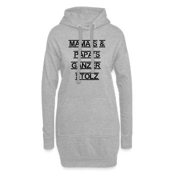 mama papa Eltern stolz Kinder babys Schrift - Hoodie-Kleid - Grau meliert - Vorne