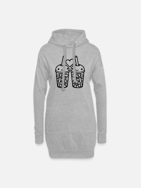 2 Team Bubble Tea - Hoodie-Kleid - Grau meliert