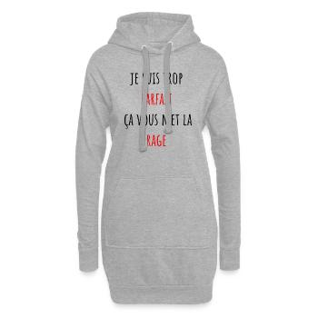 je suis trop parfait ça vous met la rage - Sweat-shirt à capuche long Femme - gris chiné - Devant