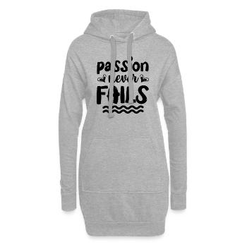 Leidenschaft versagt nie - positives Zitat - Hoodie-Kleid - Grau meliert - Vorne