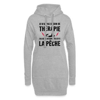 thérapie - pêche / humour pêche - Sweat-shirt à capuche long Femme - gris chiné - Devant
