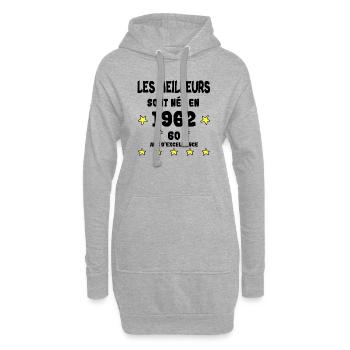 Anniversaire 60 ans - Sweat-shirt à capuche long Femme - gris chiné - Devant