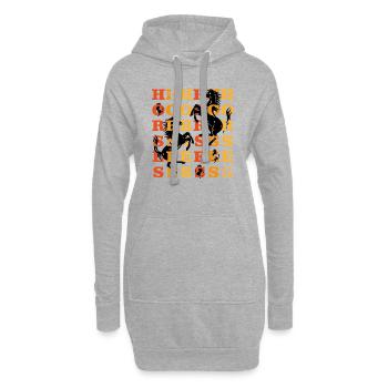 Chevaux - Sweat-shirt à capuche long Femme - gris chiné - Devant