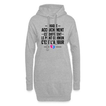 enceinte / humour accouchement / future maman - Sweat-shirt à capuche long Femme - gris chiné - Devant