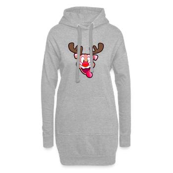 Rudolf renne du pere noel version cochon - Sweat-shirt à capuche long Femme - gris chiné - Devant