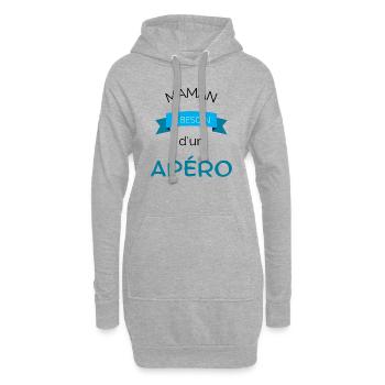 Maman apéro - Sweat-shirt à capuche long Femme - gris chiné - Devant