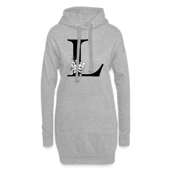 Lettre L - Sweat-shirt à capuche long Femme - gris chiné - Devant