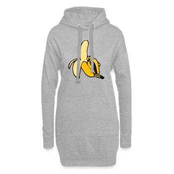 banane 11 A - Sweat-shirt à capuche long Femme - gris chiné - Devant