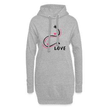 Amour Cœur Amour Cœurs Papillons dans l’estomac - Sweat-shirt à capuche long Femme - gris chiné - Devant