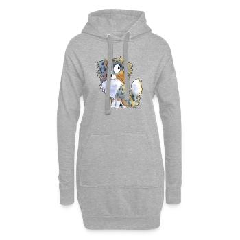 Chibi Berger Australien bleu Merle Tricolore - Sweat-shirt à capuche long Femme - gris chiné - Devant