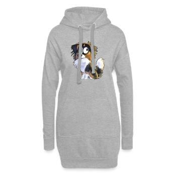 Chibi Berger Australien - Noir Tricolore - Sweat-shirt à capuche long Femme - gris chiné - Devant