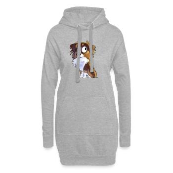 Chibi Berger Australien - Rouge Tricolore - Sweat-shirt à capuche long Femme - gris chiné - Devant