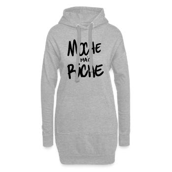 moche mais riche - Sweat-shirt à capuche long Femme - gris chiné - Devant