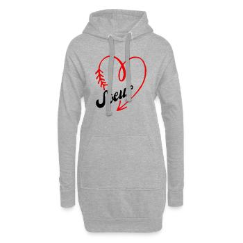 sœur cœur - Sweat-shirt à capuche long Femme - gris chiné - Devant