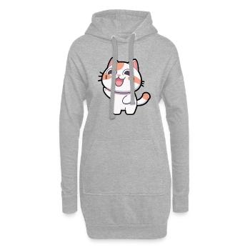 Chat heureux - Sweat-shirt à capuche long Femme - gris chiné - Devant