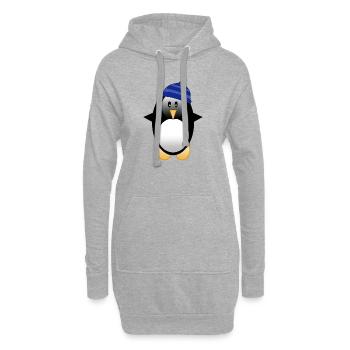Pingouin avec casquette - Sweat-shirt à capuche long Femme - gris chiné - Devant