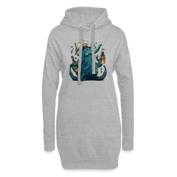 Monstre marin avec de la bière artisanale - Sweat-shirt à capuche long Femme - gris chiné - Devant