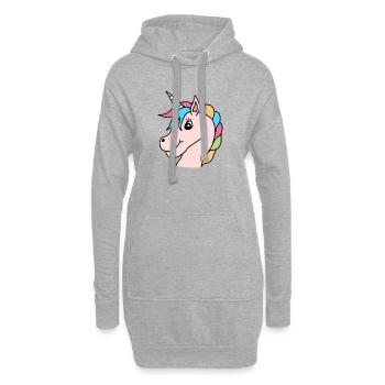 Einhorn Regenbogen Rosa - Hoodie-Kleid - Grau meliert - Vorne