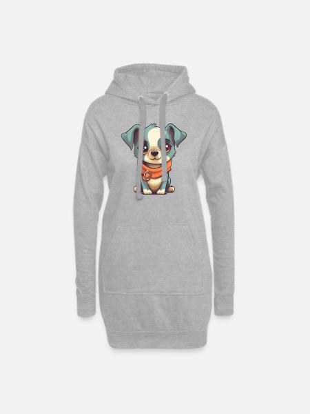 cute dog - Hoodie-Kleid - Grau meliert