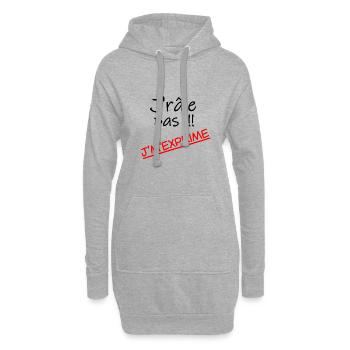 J'râle pas j'm'exprime - Sweat-shirt à capuche long Femme - gris chiné - Devant
