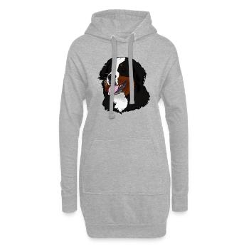 Berner Sennenhund Kopf - Hoodie-Kleid - Grau meliert - Vorne
