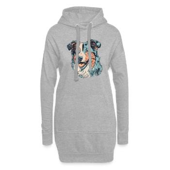 Australischer Schäferhund - Hoodie-Kleid - Grau meliert - Vorne