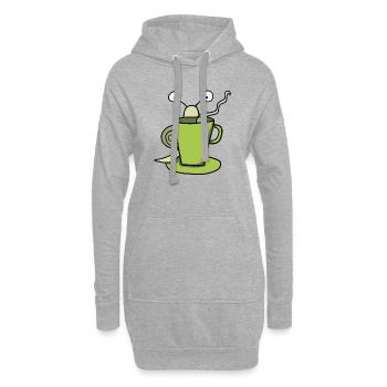 Kaffeetasse und Schnecke - Hoodie-Kleid - Grau meliert - Vorne