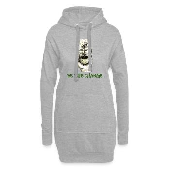 Sei die Veränderung - Hoodie-Kleid - Grau meliert - Vorne