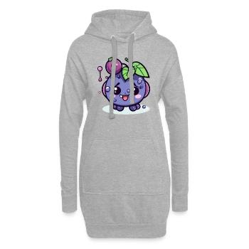 Miké petit raisin kawaii - Sweat-shirt à capuche long Femme - gris chiné - Devant