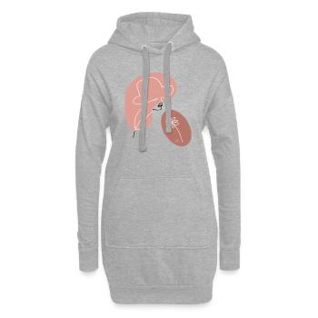 "Dame mit Blume", Boho Line Art Design, "Faces" - Hoodie-Kleid - Grau meliert - Vorne