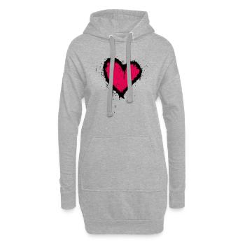 Herz - Hoodie-Kleid - Grau meliert - Vorne