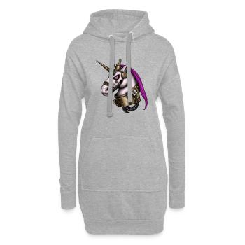 Licorne Steampunk - Sweat-shirt à capuche long Femme - gris chiné - Devant
