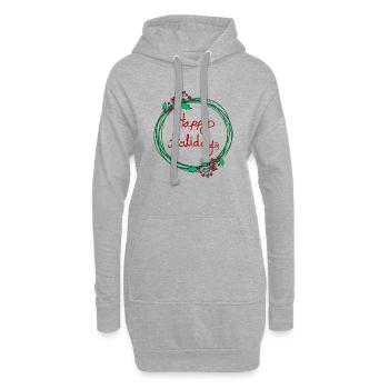 Frohe Feiertage Weihnachtsgirlande Kranz - Hoodie-Kleid - Grau meliert - Vorne