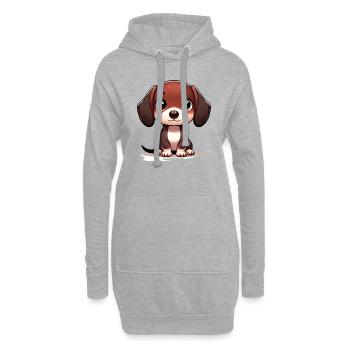 Illustration numérique d’un chien teckel mignon - Sweat-shirt à capuche long Femme - gris chiné - Devant