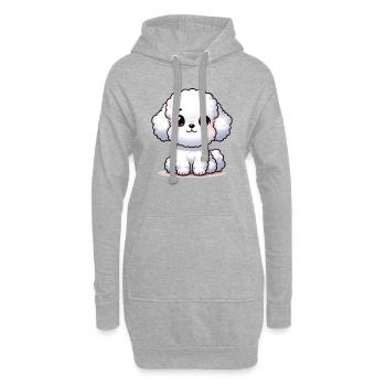 Illustration numérique de mignon Bichon frisé - Sweat-shirt à capuche long Femme - gris chiné - Devant