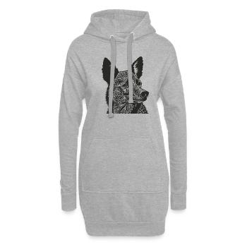 Hund Haustier Bellen Bello Welpe Dog Hundeschnauze - Hoodie-Kleid - Grau meliert - Vorne