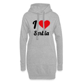 I Love Serbia - Hoodie-Kleid - Grau meliert - Vorne