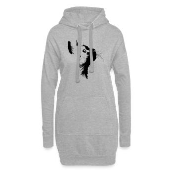 Chat, Motif De Chat, Visage De Chat - Sweat-shirt à capuche long Femme - gris chiné - Devant