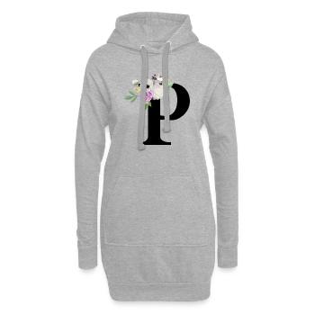 Lila Blumenbuchstabe p - Hoodie-Kleid - Grau meliert - Vorne