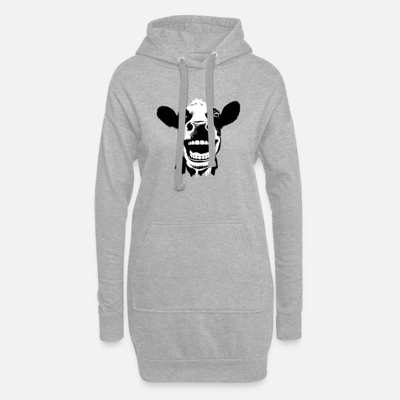 Lachende Kuh | Wilde Kuh - Hoodie-Kleid - Grau meliert
