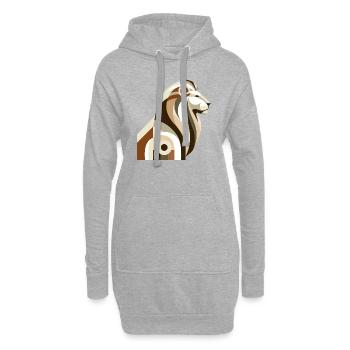 Lion abstrait - Sweat-shirt à capuche long Femme - gris chiné - Devant