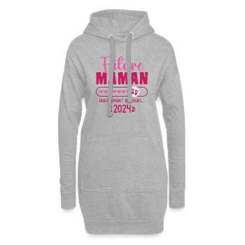 Future Maman 2024 En Cours Femme Enceinte Maman - Sweat-shirt à capuche long Femme - gris chiné - Devant