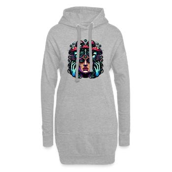 Mystische Pilz-Frau - Hoodie-Kleid - Grau meliert - Vorne