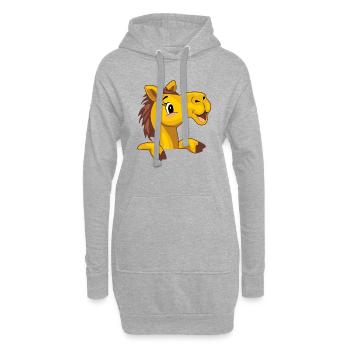 Joyeux coup d’œil bébé chameau - Sweat-shirt à capuche long Femme - gris chiné - Devant